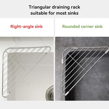 2PCS Stainless Steel Corner Sink Shelf with Triangular Open Wire Rack Design, Drainage and Raised Side✨