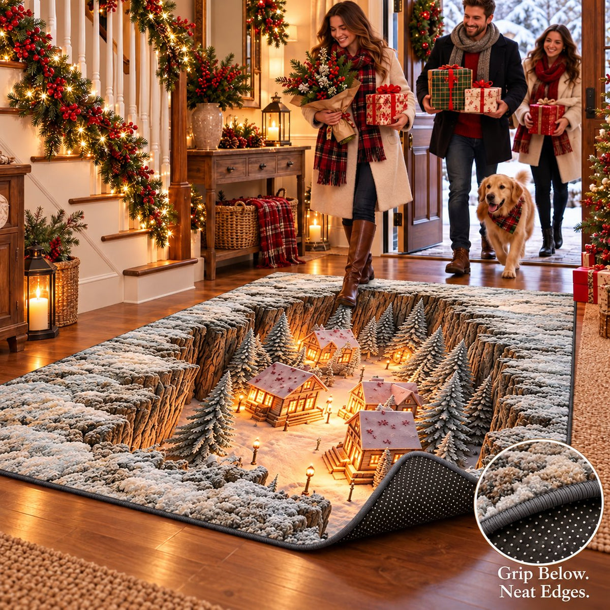 ✨Optical Illusion Christmas Scene Rug | Bring A Hidden Winter Village