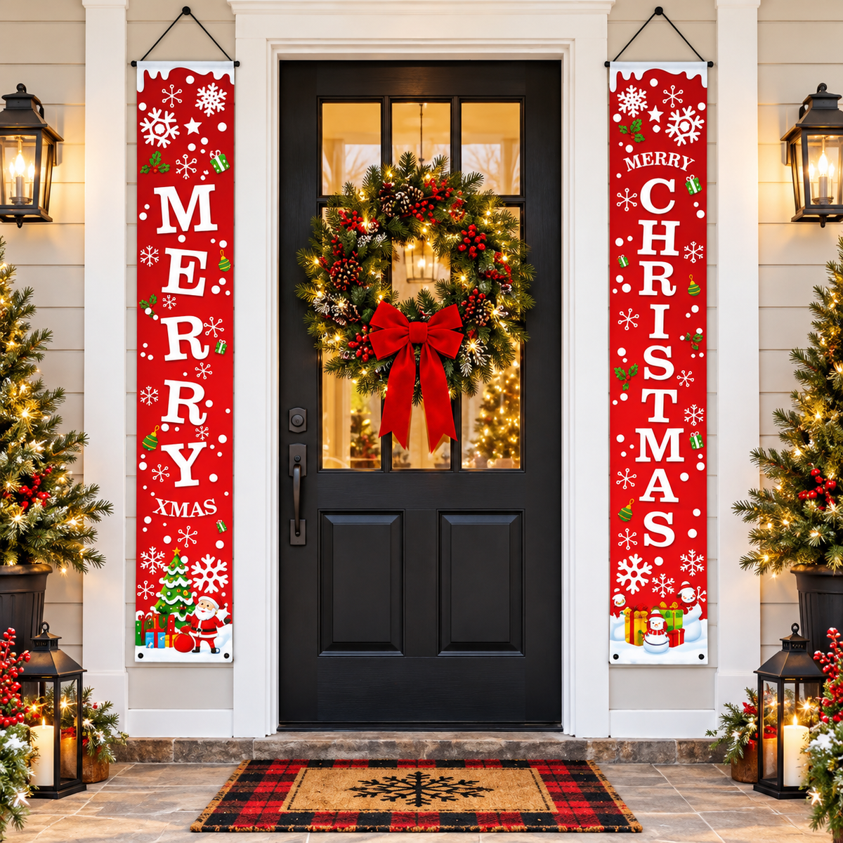🎄 Merry Christmas Porch Banners – Festive Front Door Hanging Decorations (2PCS)