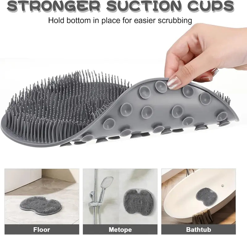 Silicone Shower Foot Scrubber Mat,Back & Feet Cleaning Pad
