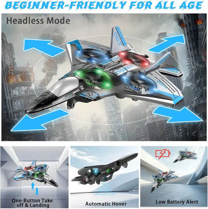 2.4G Remote Control Stunt Fighter Plane, Beginner Friendly RC Drone Aircraft With Headless Mode✈️