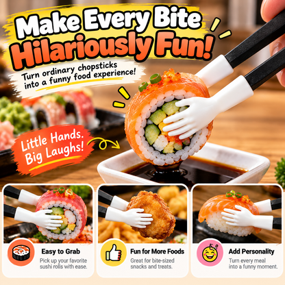 😂 Funny Tiny Hands Sushi Chopsticks – Hilarious Mini Hand Food Grabber for Sushi Lovers & Party Gifts