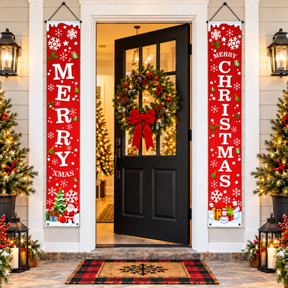 🎄 Merry Christmas Porch Banners – Festive Front Door Hanging Decorations (2PCS)