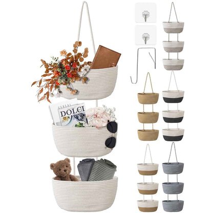 🧺🔥 Today 49% OFF🔥 3-Tier Wall Mounted Woven Hanging Basket | Stylish Storage Organizer for Any Room