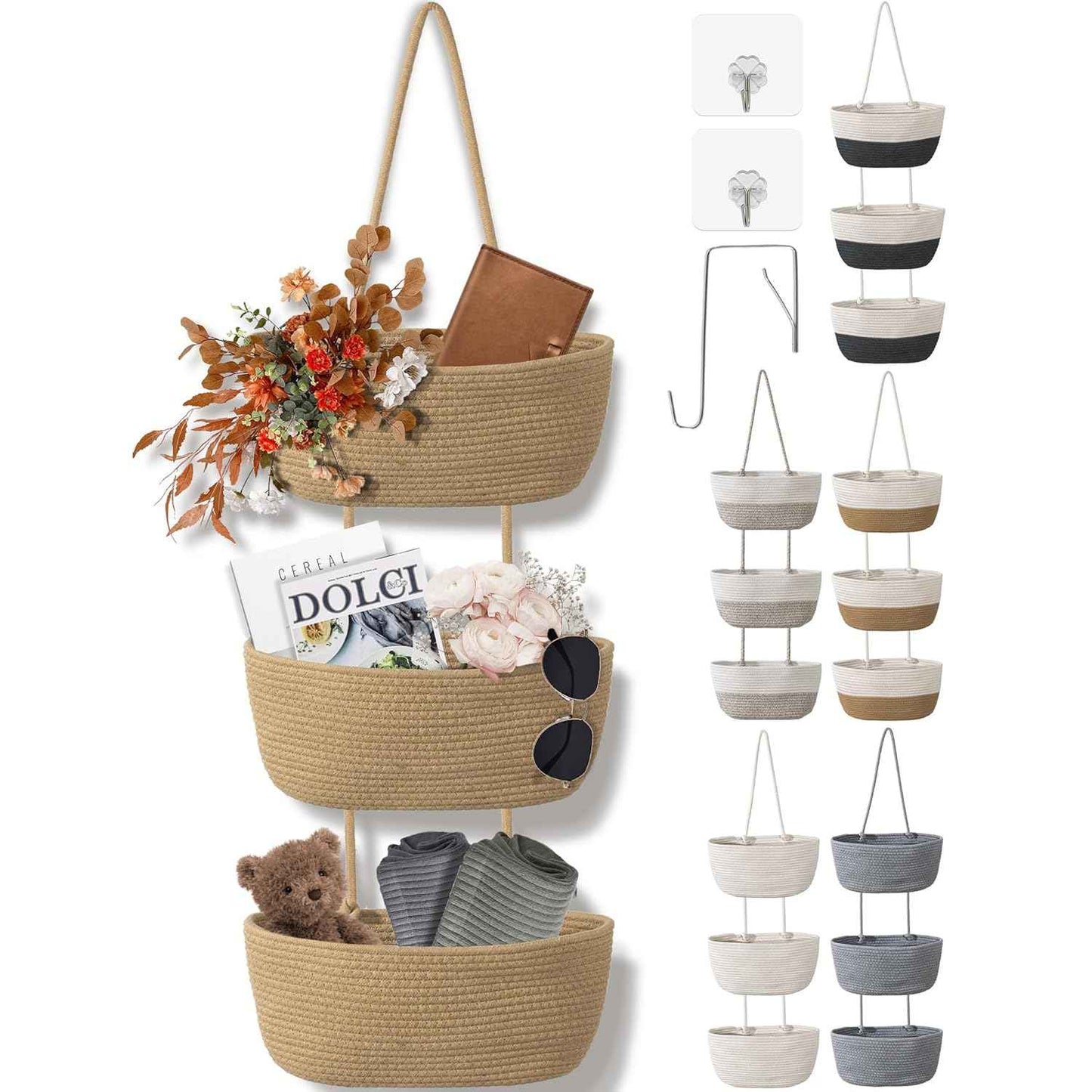 🧺🔥 Today 49% OFF🔥 3-Tier Wall Mounted Woven Hanging Basket | Stylish Storage Organizer for Any Room