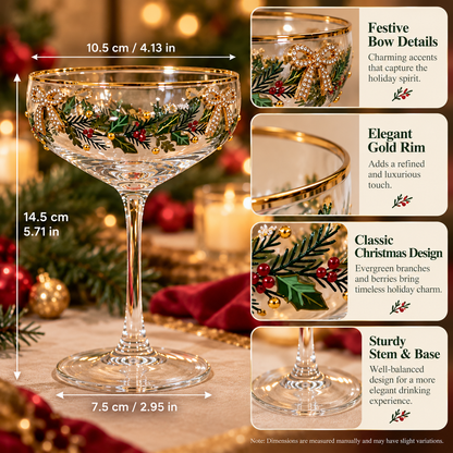 🎄 Elegant Christmas Coupe Glass – Festive Holiday Cocktail Glass