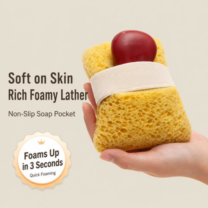 2Pcs Soft Bath Sponge with Soap Pocket, Quick Foaming Shower Scrub Sponge for Smooth Skin & Daily Body Cleaning 🧼
