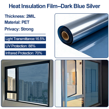 Static Cling Window Privacy Film UV Blocking Mirror Tint