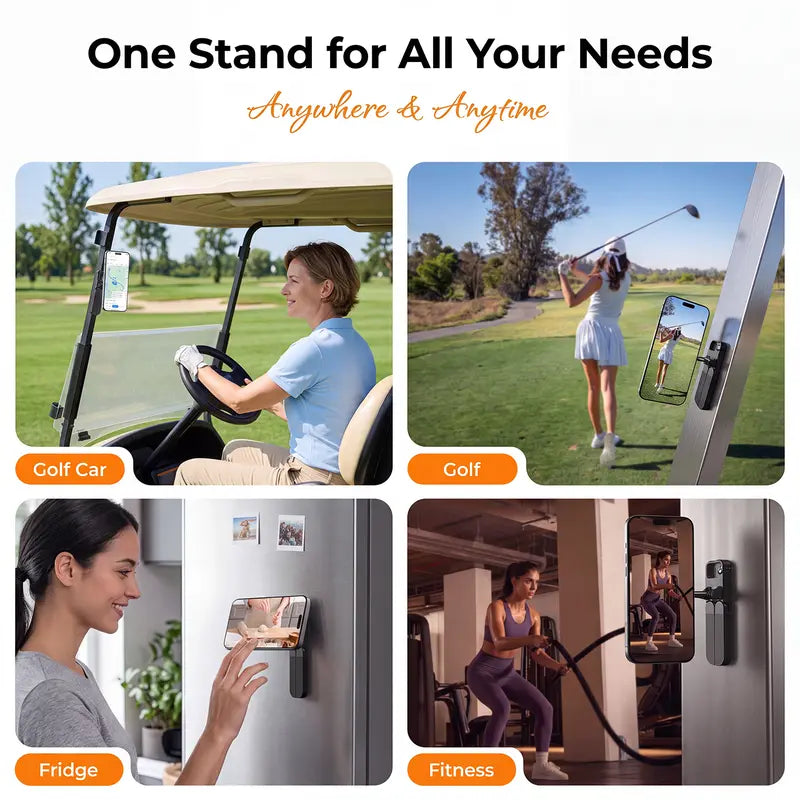 📱 360° Foldable Magnetic Phone Holder – Strong Grip for Golf, Gym & Travel