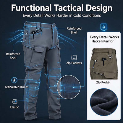 Men's Windproof & Warm Outdoor Military Tactical Pants - Fleece-Lined, Solid Color👖