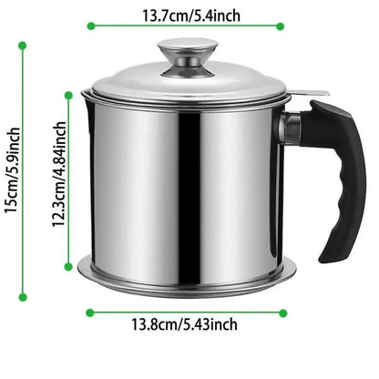 1-Count Stainless Steel Kitchen Oil Dispenser Container – Strainer & Tray Oil Can