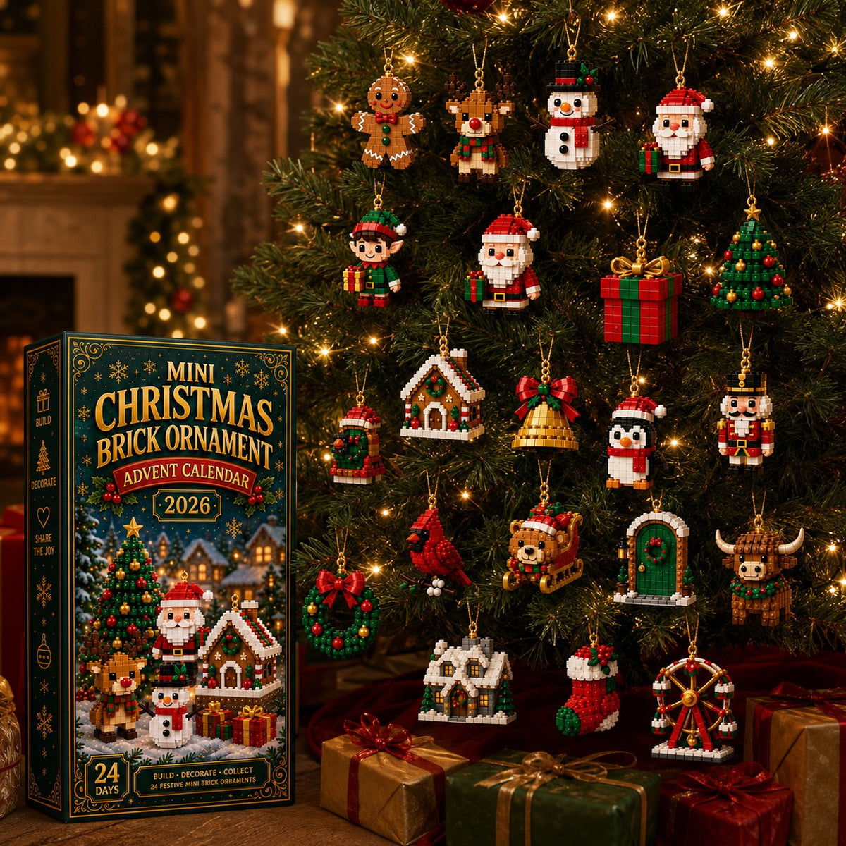 🔥49% OFF🎄 24Pcs Buildable Mini Christmas Ornament Advent Calendar for Holiday Decor
