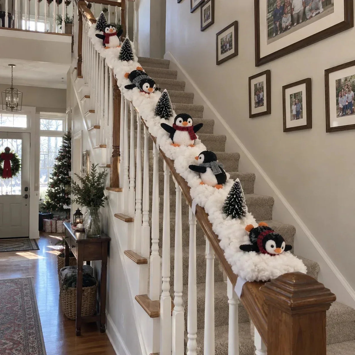 🔥Hot Sale 49% OFF🔥Playful Penguin Snowy Stair Railing Decor