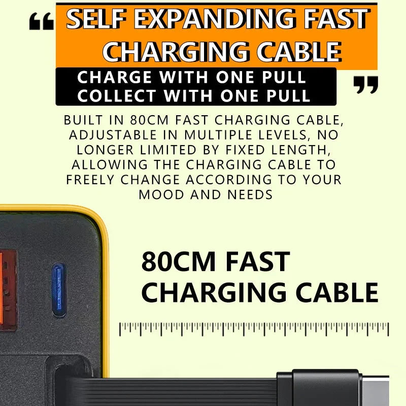 💥65w Fast Charging Phone Charger Block With Retractable 80cm Type-c Cable