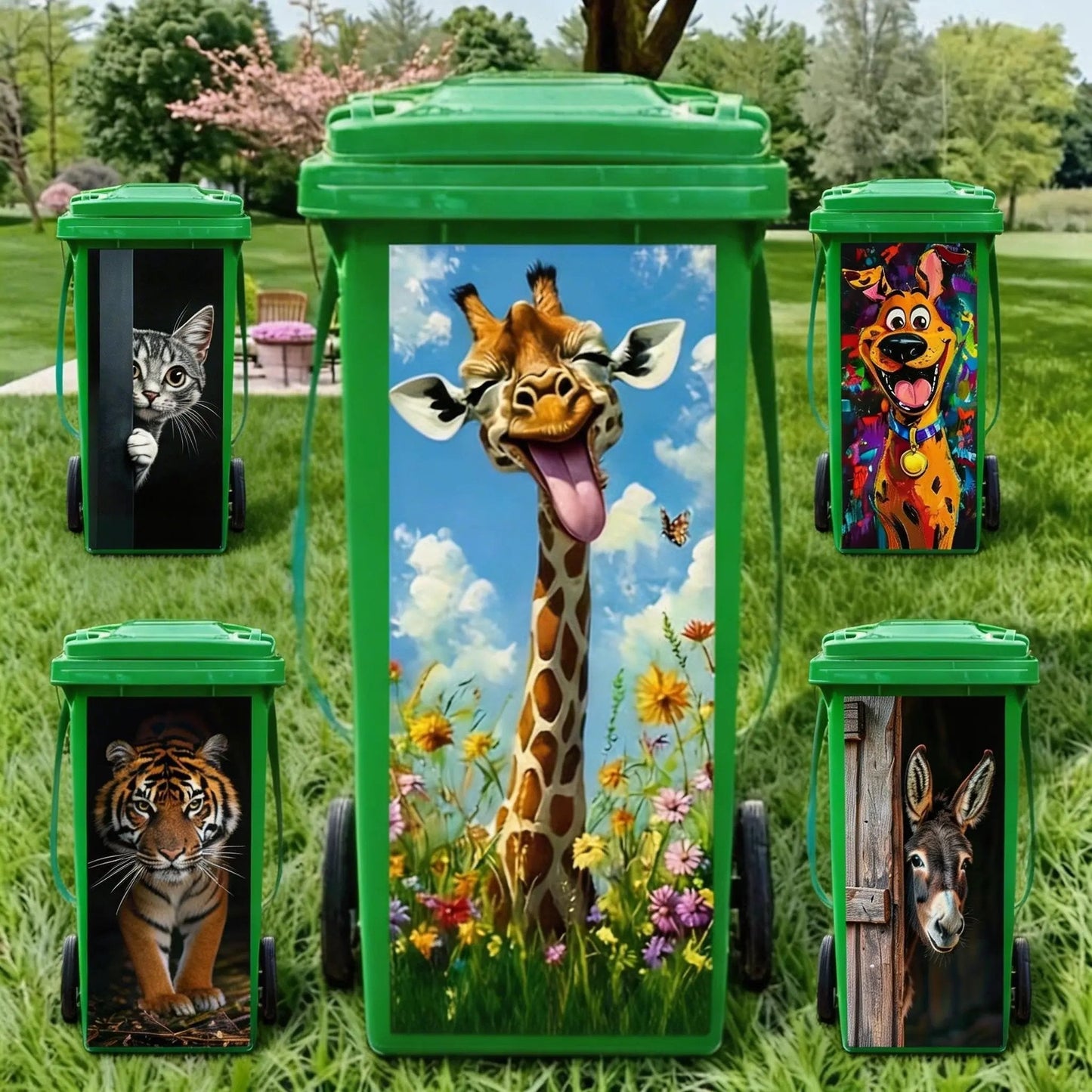 🐴 Creative Trash Can Sticker with Colourful Cartoon