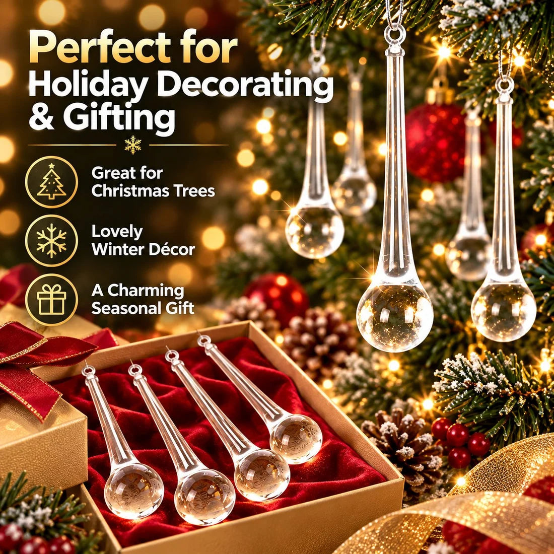 🎄💎✨ Crystal Teardrop Ornaments — Add Sparkle to Your Christmas!