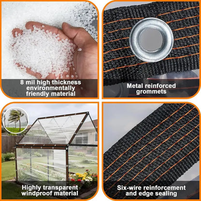 Clear Waterproof PE Tarp, Transparent Outdoor Cover with Metal Grommets🛡️