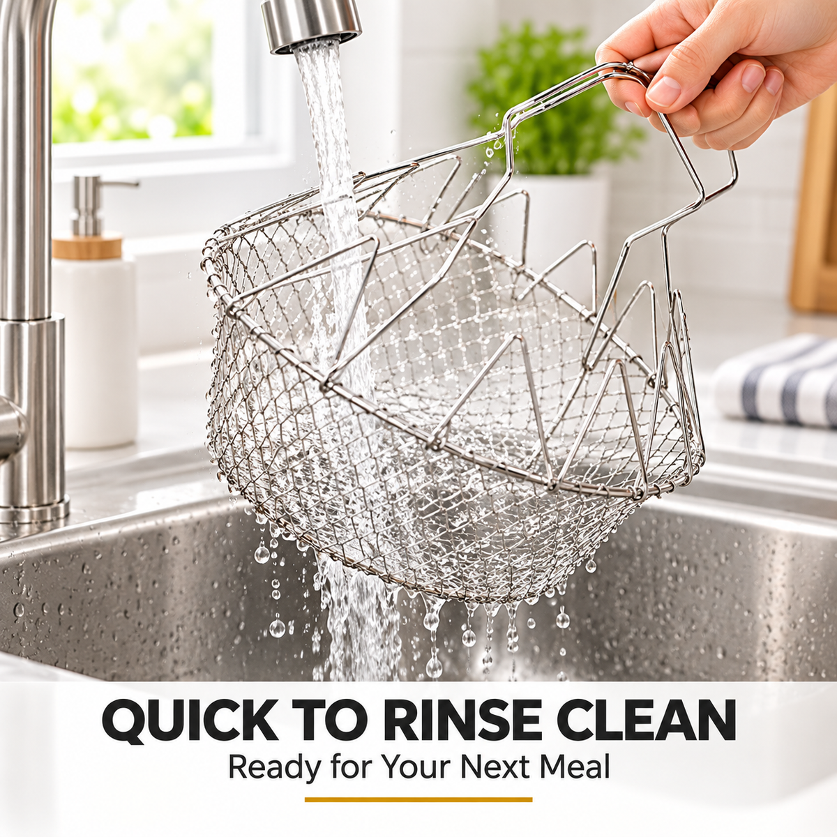 🔥 BUY 1 GET 1 FREE – Foldable Stainless Steel Frying Basket & Colander ✨