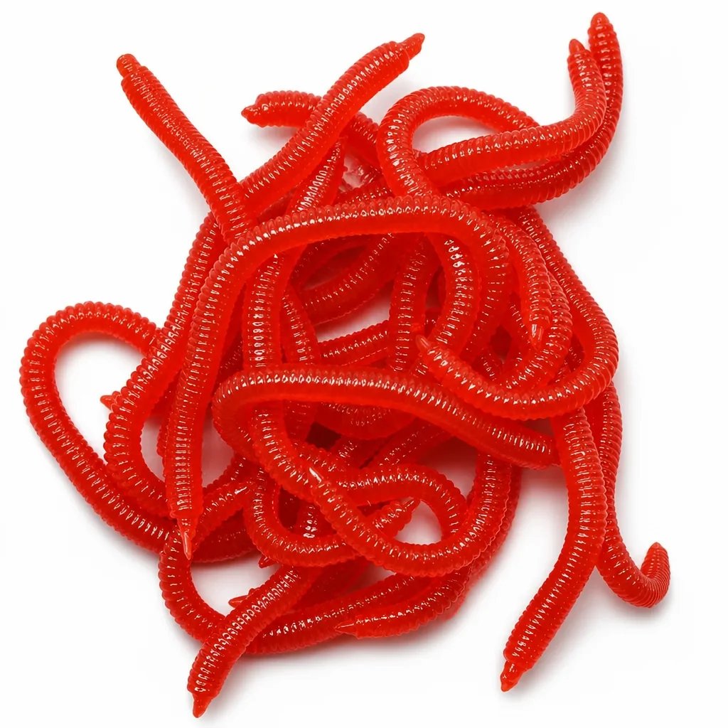 📢📢Simulation Earthworm Soft Fishing Lures Shrimp Scented Artificial Worm Baits for Freshwater and Saltwater Pack of 50 or 100