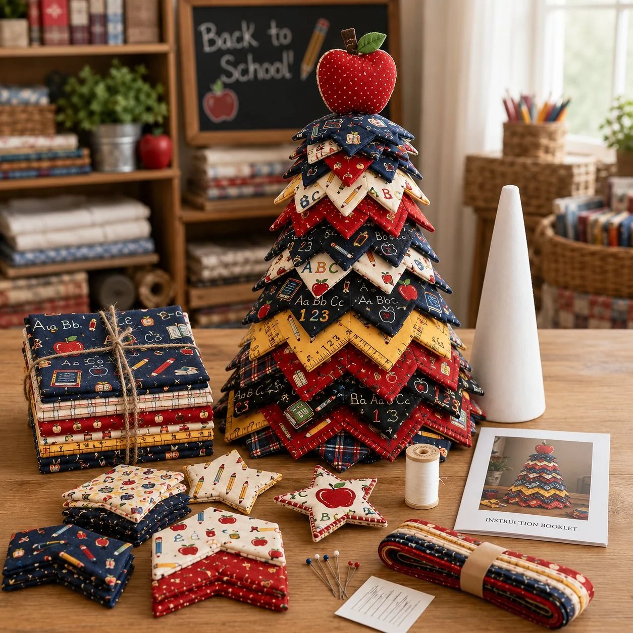 🔥LAST DAY 50% OFF - 🎄American Christmas Tree Quilt Kit – Easy Layered Fabric Holiday Décor for Quilting Lovers
