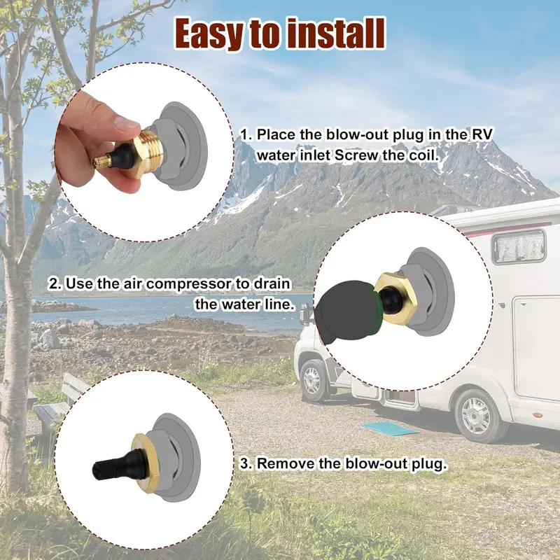 NEW ARRIVAL-2-Pcs Brass RV Blow Out Plugs with Drain Valve