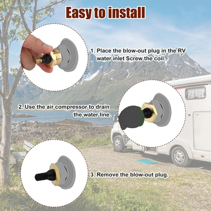 NEW ARRIVAL-2-Pcs Brass RV Blow Out Plugs with Drain Valve