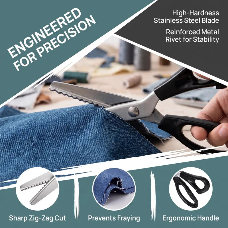 Stainless Steel Zig Zag Scissors with Serrated Teeth - Perfect for DIY Crafts✂️