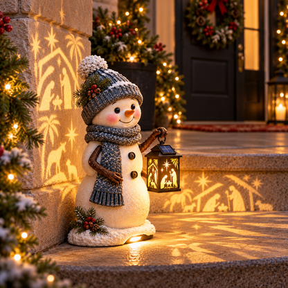 👀⛄ Last Day 49% Snowman Nativity Glow™ – Solar Christmas Step Light with Holy Family Projection✨
