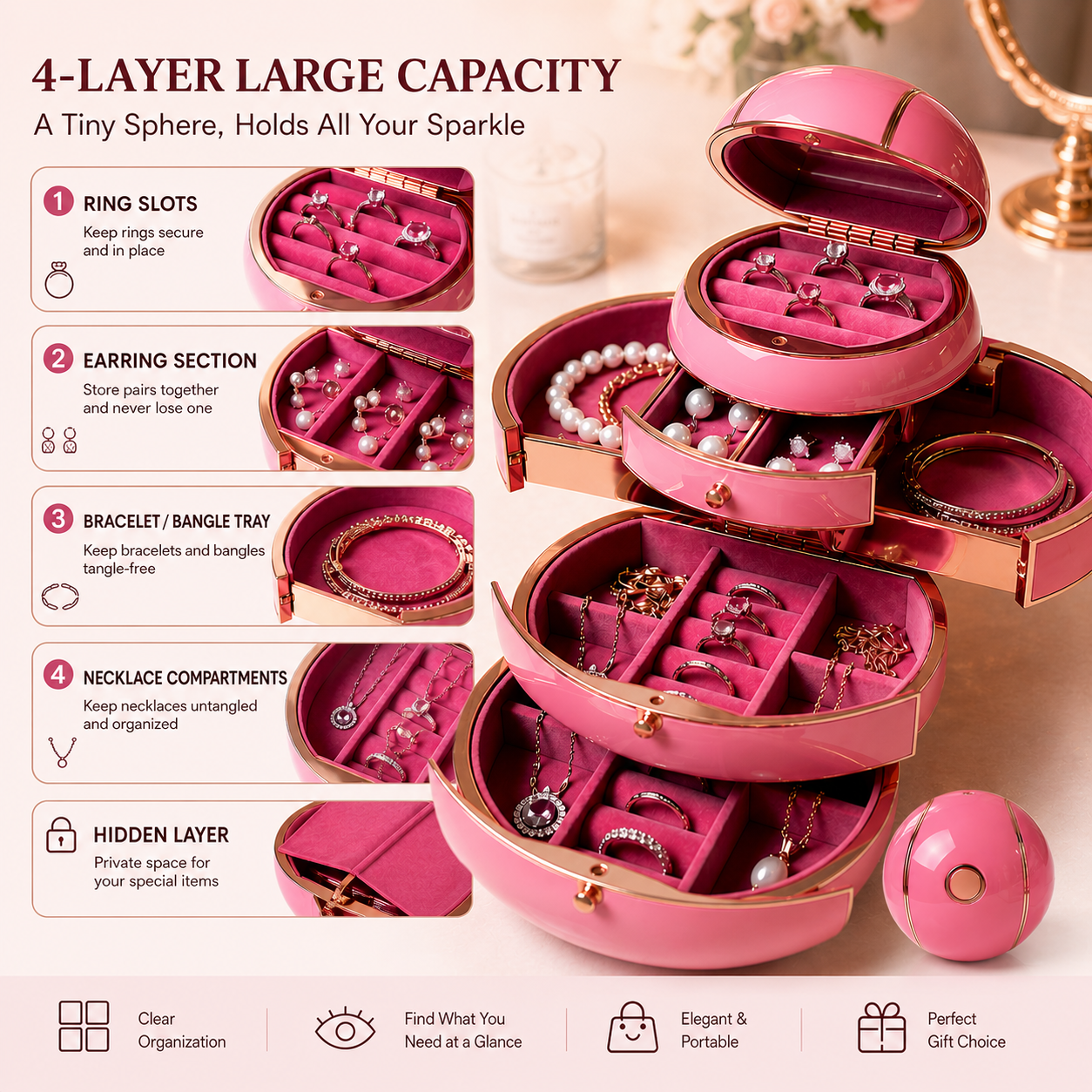 Automatic Deformable Spherical Jewelry Box