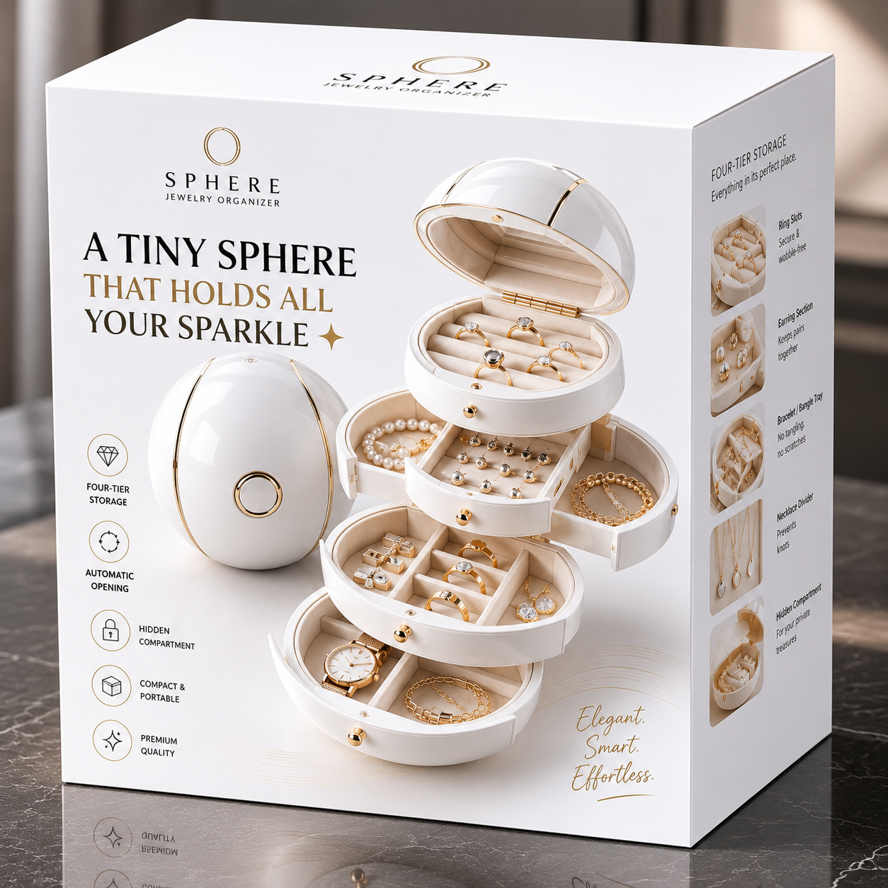 Automatic Deformable Spherical Jewelry Box