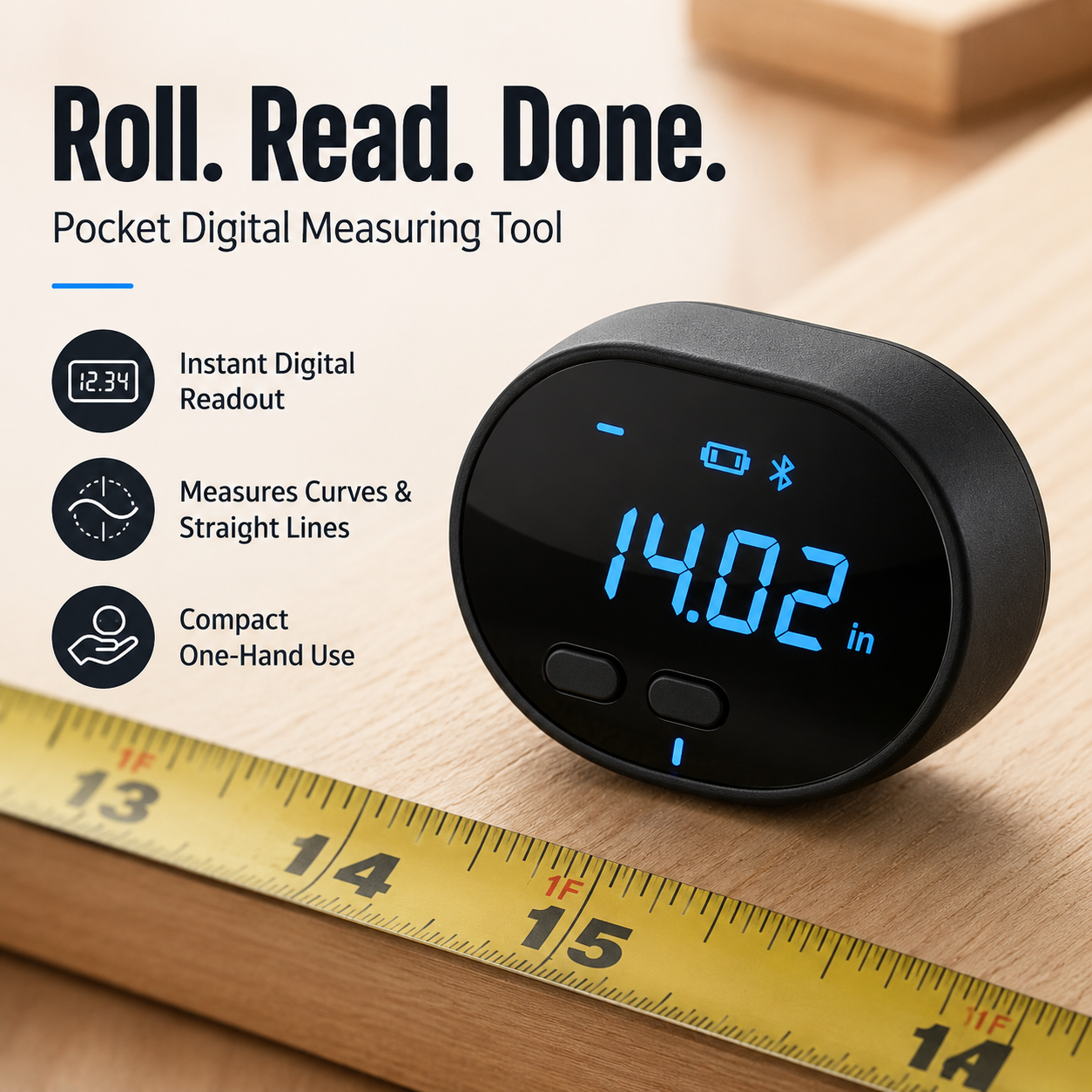 📏 Smart Digital Rolling Measuring Tool – Portable Wheel Measure For Curves & DIY Projects