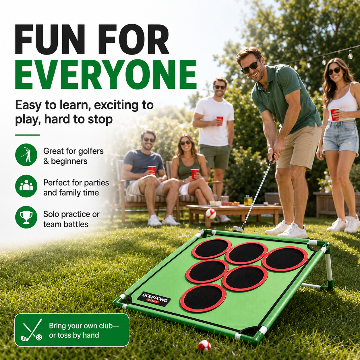 ⛳ Golf Pong Game Set – 20 Balls, Mat & Case,  Indoor/Outdoor