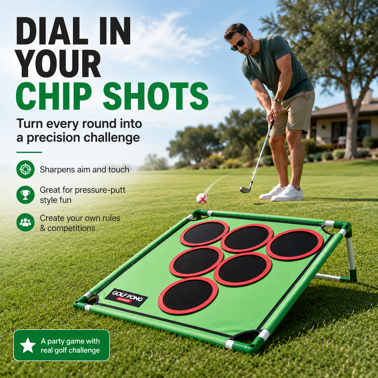 ⛳ Golf Pong Game Set – 20 Balls, Mat & Case,  Indoor/Outdoor