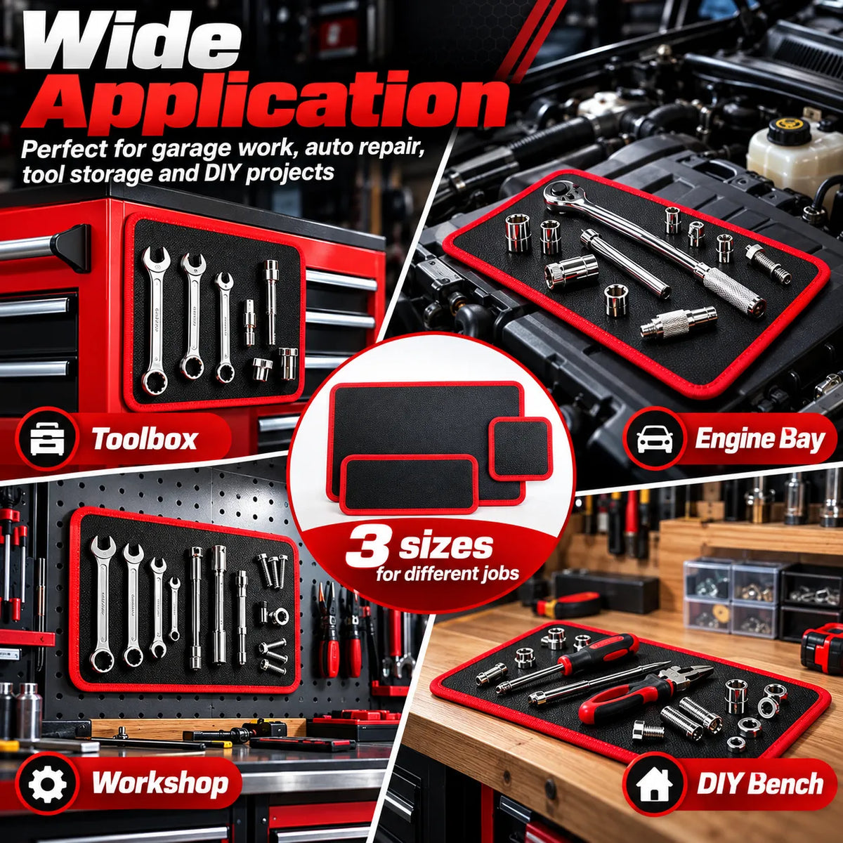 🎁3-Piece Magnetic Tool Mat Set – Strong Hold, Flexible Tool & Parts Organizer