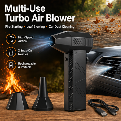 🚀130,000 RPM Turbo Fire Starting Fan｜Camping Fire Ignition, Leaf Blower, Car Detailing Cleaner