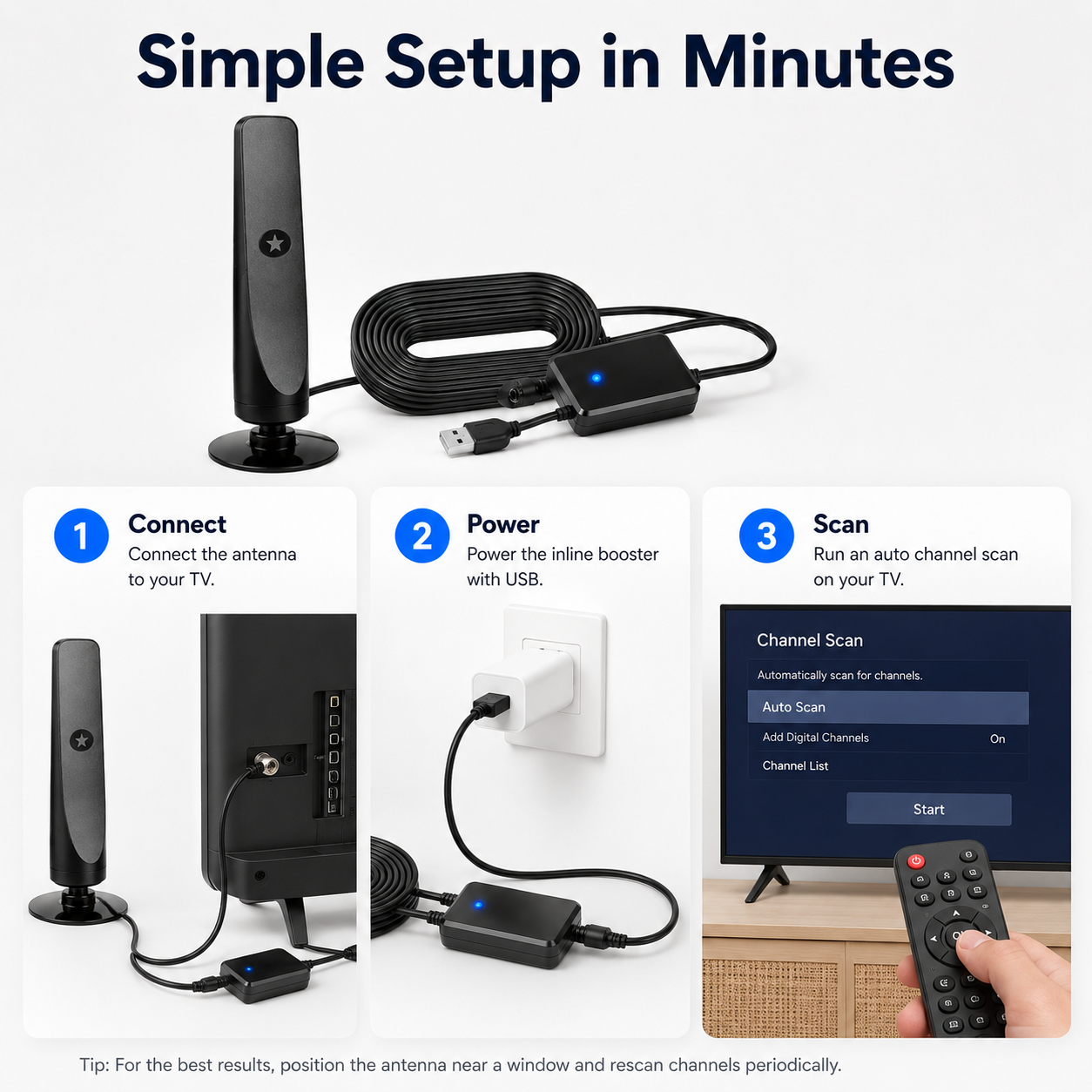 HD TV Antenna – No Subscription, Easy Setup