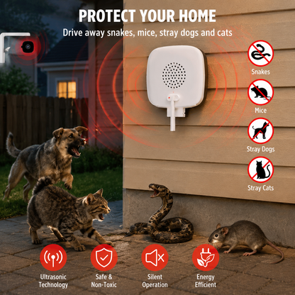 2K Dual-Function Security Camera | Home Monitor + Ultrasonic Repeller for Rats, Snakes & Stray Animals