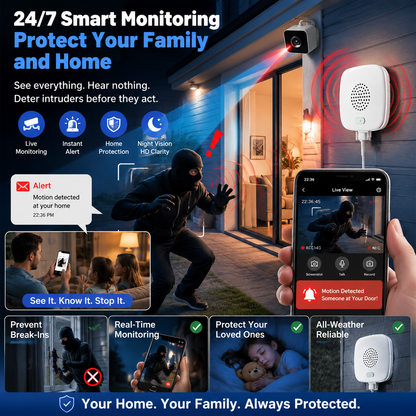 2K Dual-Function Security Camera | Home Monitor + Ultrasonic Repeller for Rats, Snakes & Stray Animals