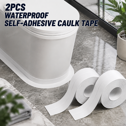 2Pcs White Caulk Tape Waterproof Self Adhesive