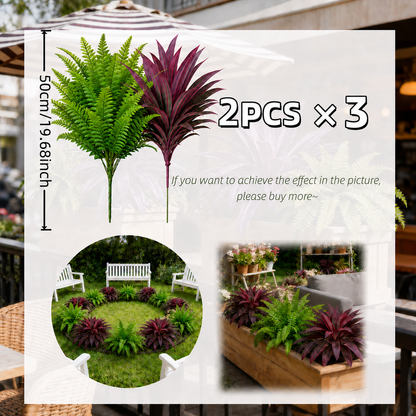 💥Summer Special🔥 UV-Resistant Artificial Fern & Red Dracaena Decorative Plants – Full, Lush & Fade-Resistant!