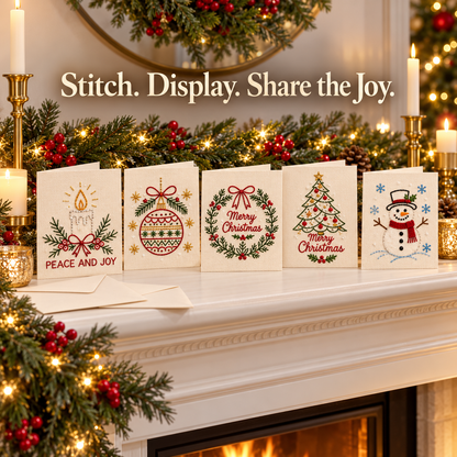 🎄 Christmas Embroidery Card Kit – Stitch a Little Holiday Magic ✨