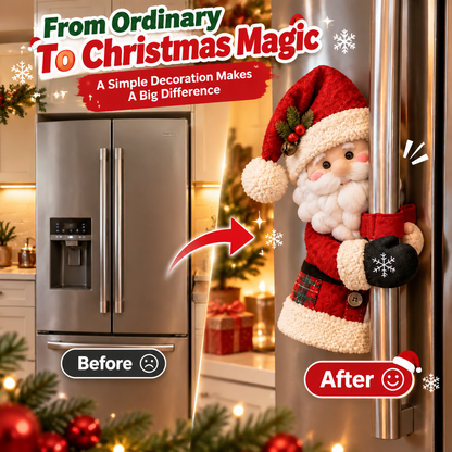 🎅 Santa & Snowman Christmas Fridge Handle Decorations
