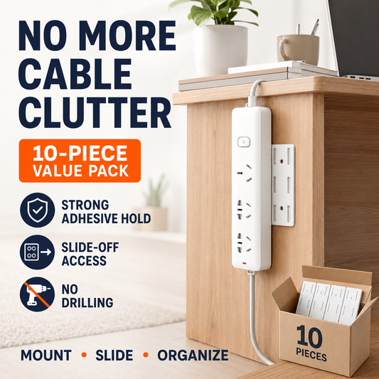 10-Pack No-Drill Power Strip Holders – Peel, Stick & Organize