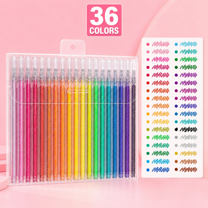 🔥Hot Selling Retractable Glitter Sparkle Gel Pens 1.0mm Fine Tip, Large Capacity Gel Pen Set for Art Journal & Hand Lettering