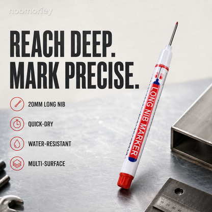 Deep Hole Marker Pen – Long 20mm Tip Waterproof Quick-Dry Marker for Wood, Metal & Hard-to-Reach Areas