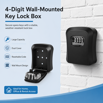 🔐🏠 Never Get Locked Out Again! 🔑 | 4-Digit Wall-Mounted Key Lock Box 🛡️✨