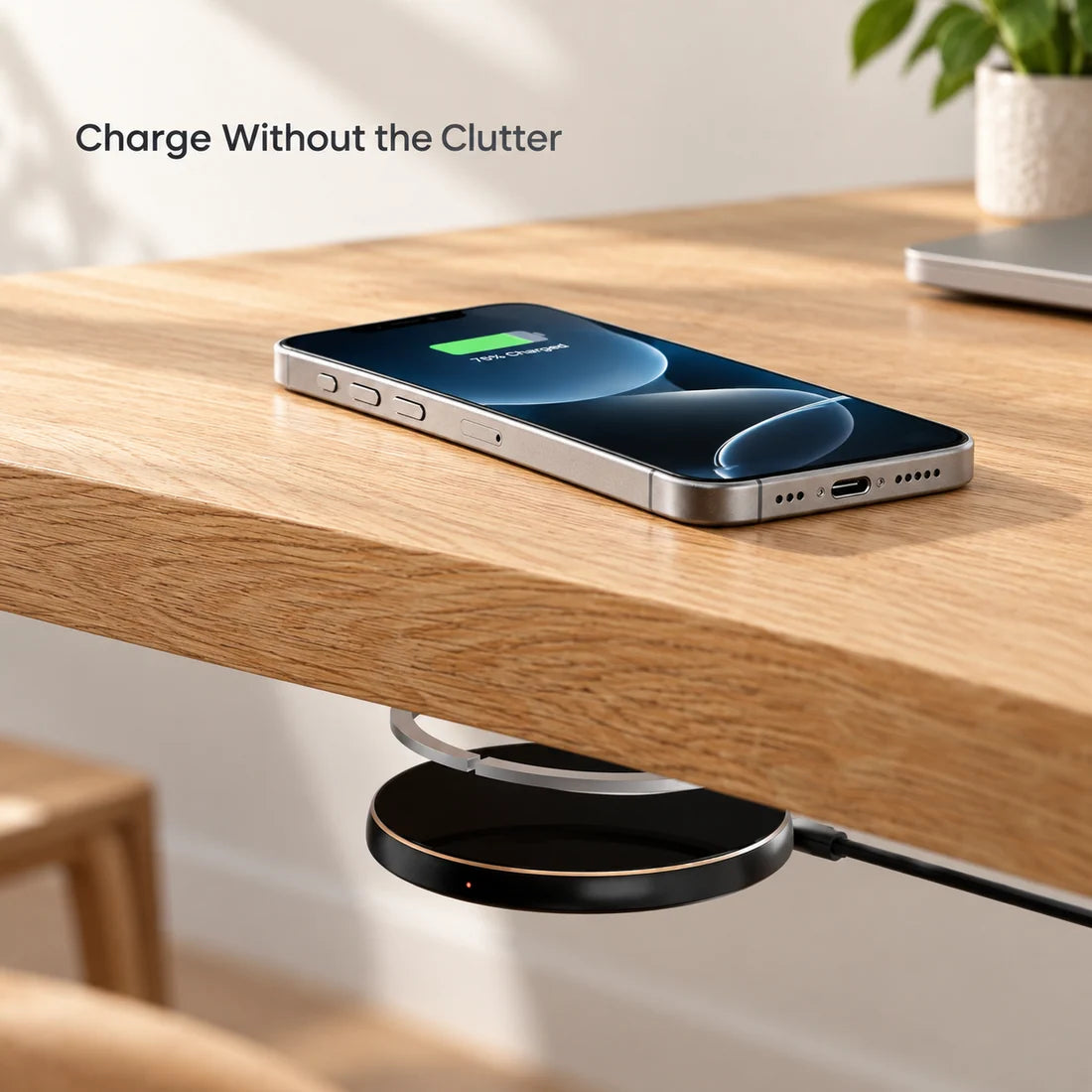 Hidden Under-Desk Wireless Charger ⚡ 0–30mm Charging Pad