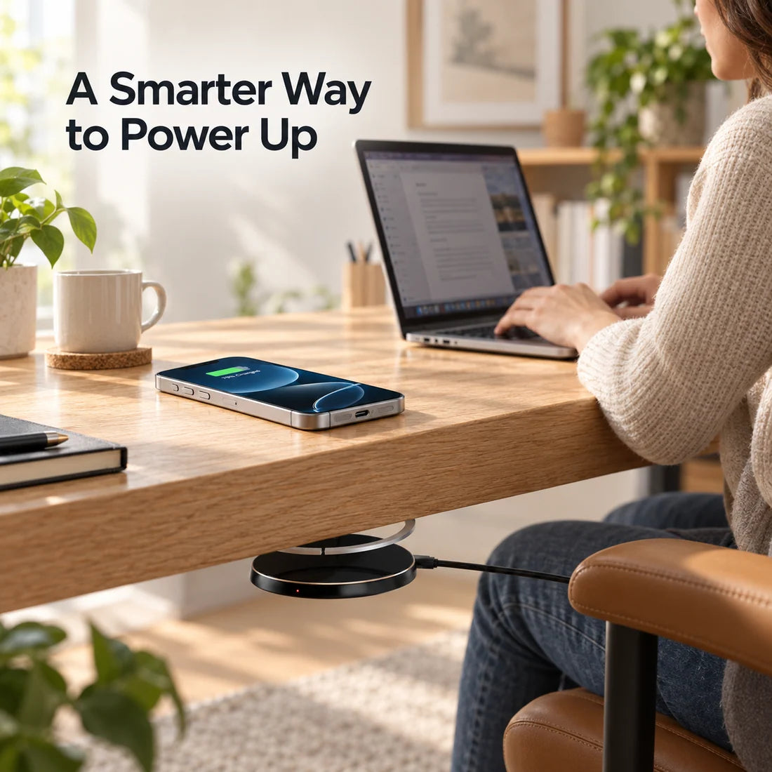 Hidden Under-Desk Wireless Charger ⚡ 0–30mm Charging Pad
