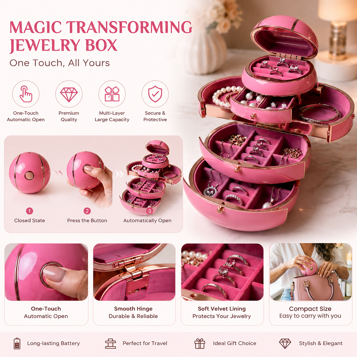 Automatic Deformable Spherical Jewelry Box