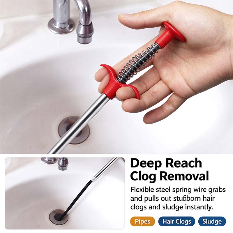Drain Snake, Drain Clog Remover, 4 Claws Efficient Dredging Steel Wire Drain Hair Cleaner Tool 🪠